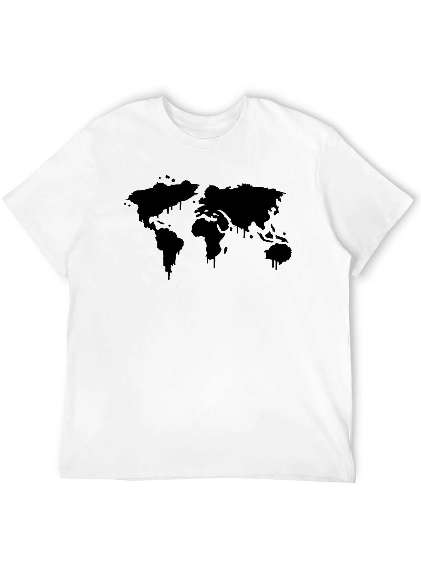 Mens Black World Map Graphic T-Shirt