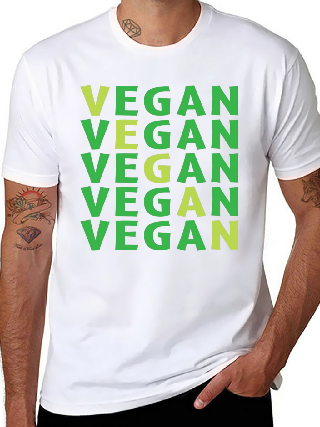 Vegan Statement T-Shirt Green Lettering