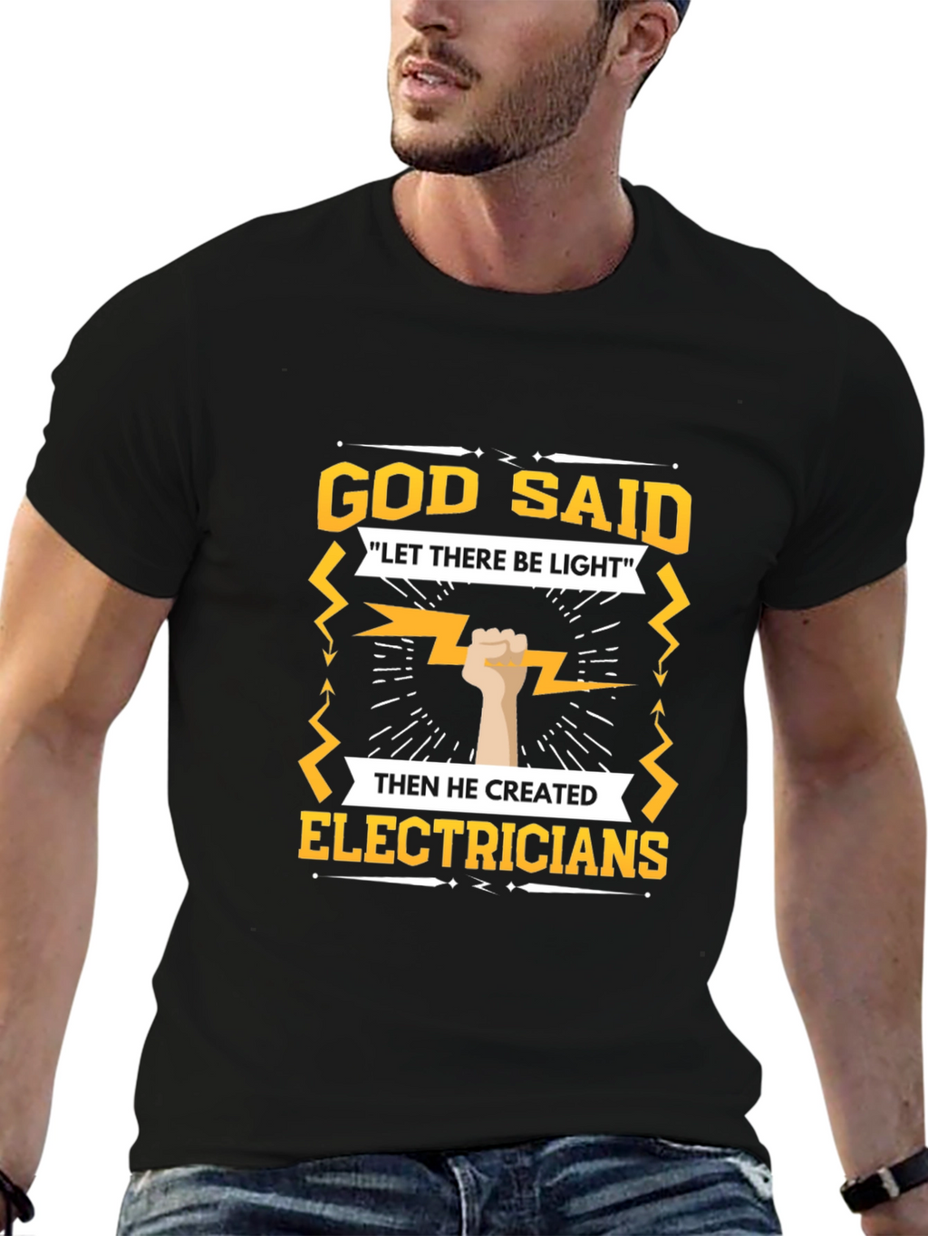 Electrician T-Shirt - God Said Let There Be Light