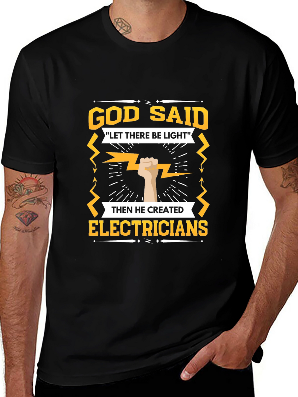 Electrician T-Shirt - God Said Let There Be Light