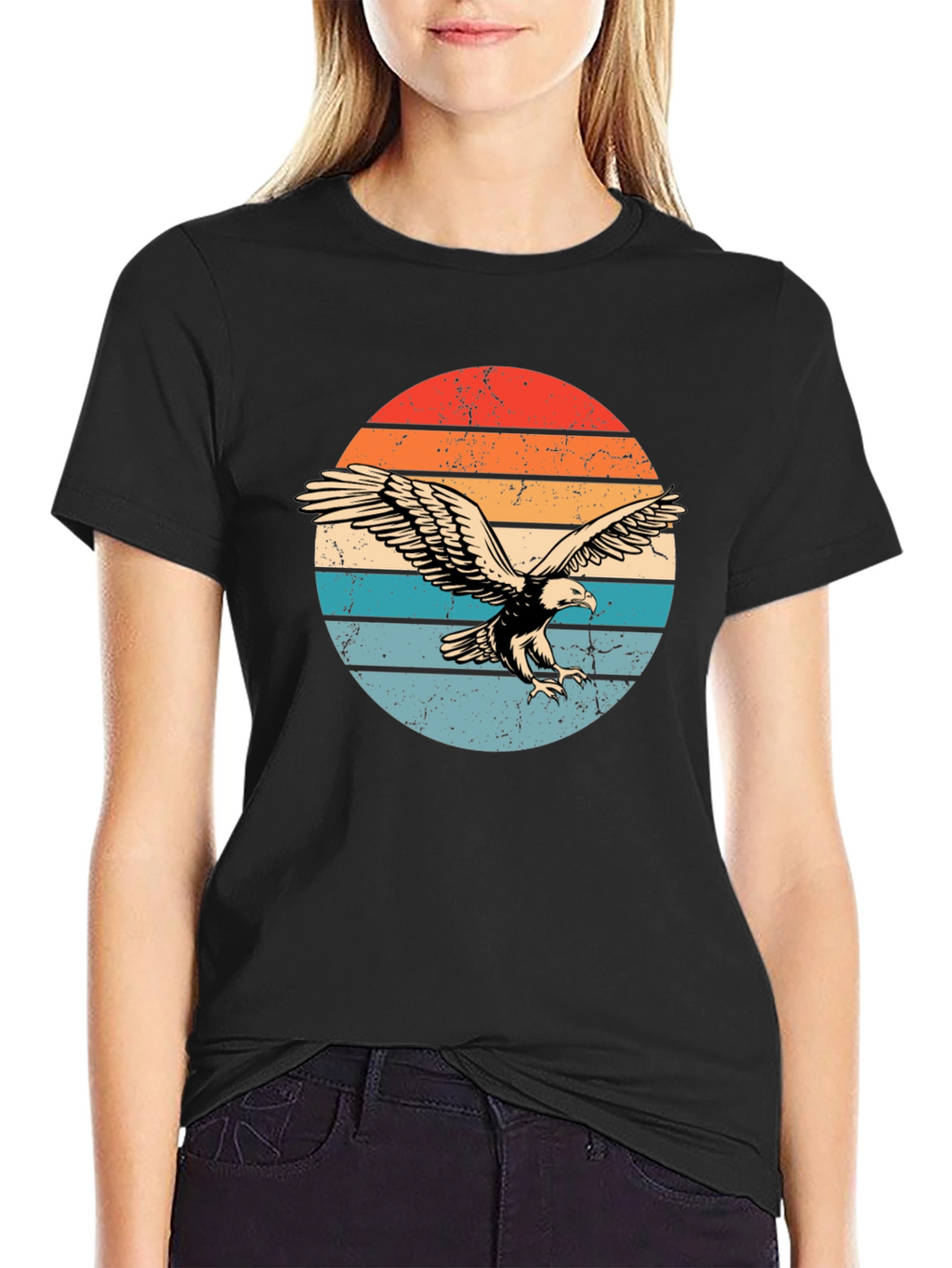 Retro Eagle Graphic T-Shirt - Black