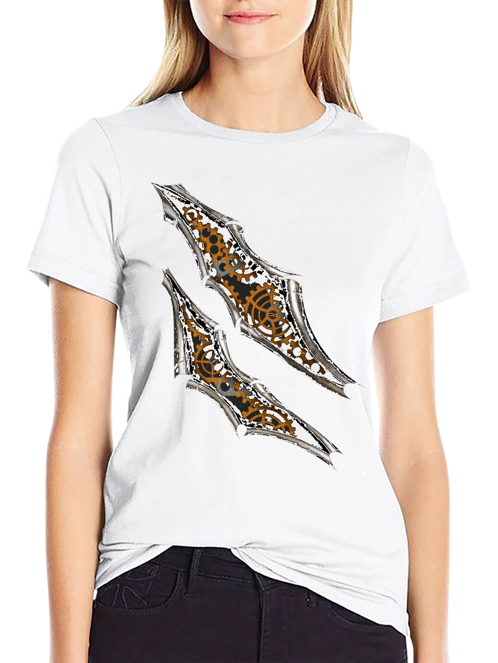 Steampunk Claw Design Graphic Black T-Shirt