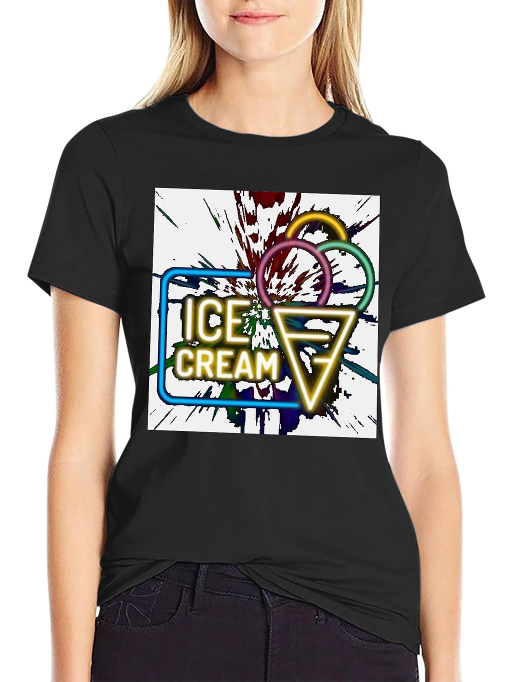Neon Ice Cream Graphic Tee - Unique Design!