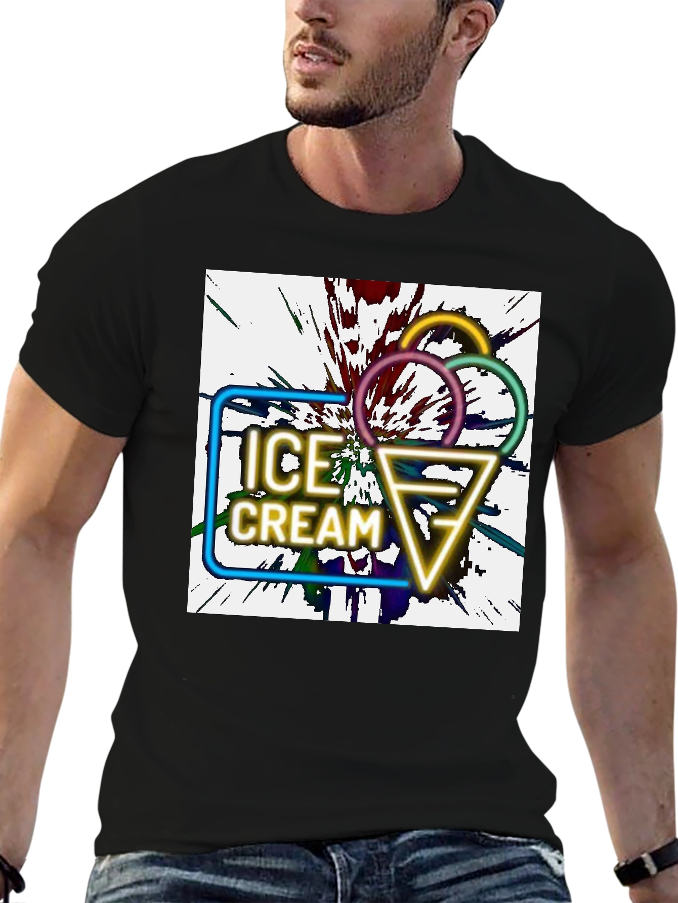 Neon Ice Cream Graphic Tee - Unique Design!