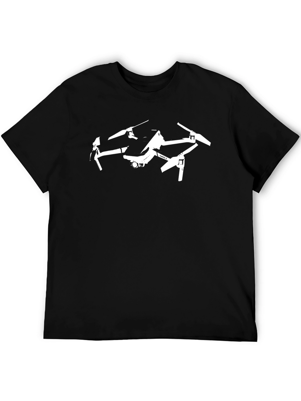 Drone Graphic Tee - Black Cotton Blend T-Shirt