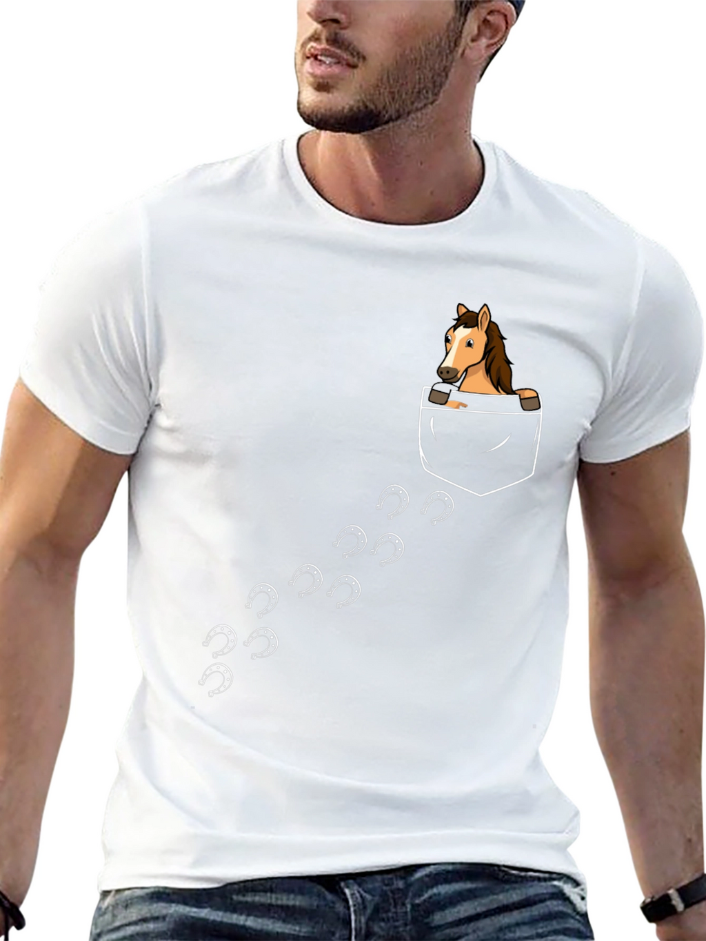 Horse Pocket T-Shirt - Fun Equestrian Design