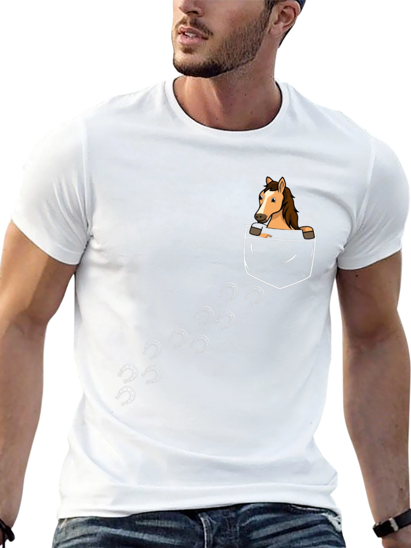 Horse Pocket T-Shirt - Fun Equestrian Design
