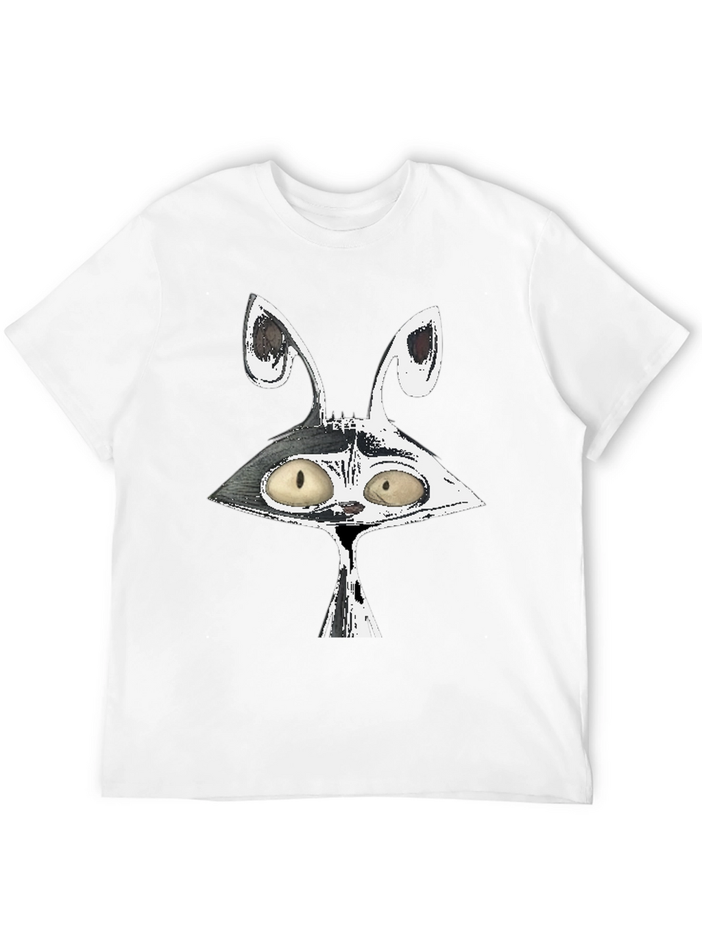 Cartoon Rabbit Graphic Black Cotton Tee