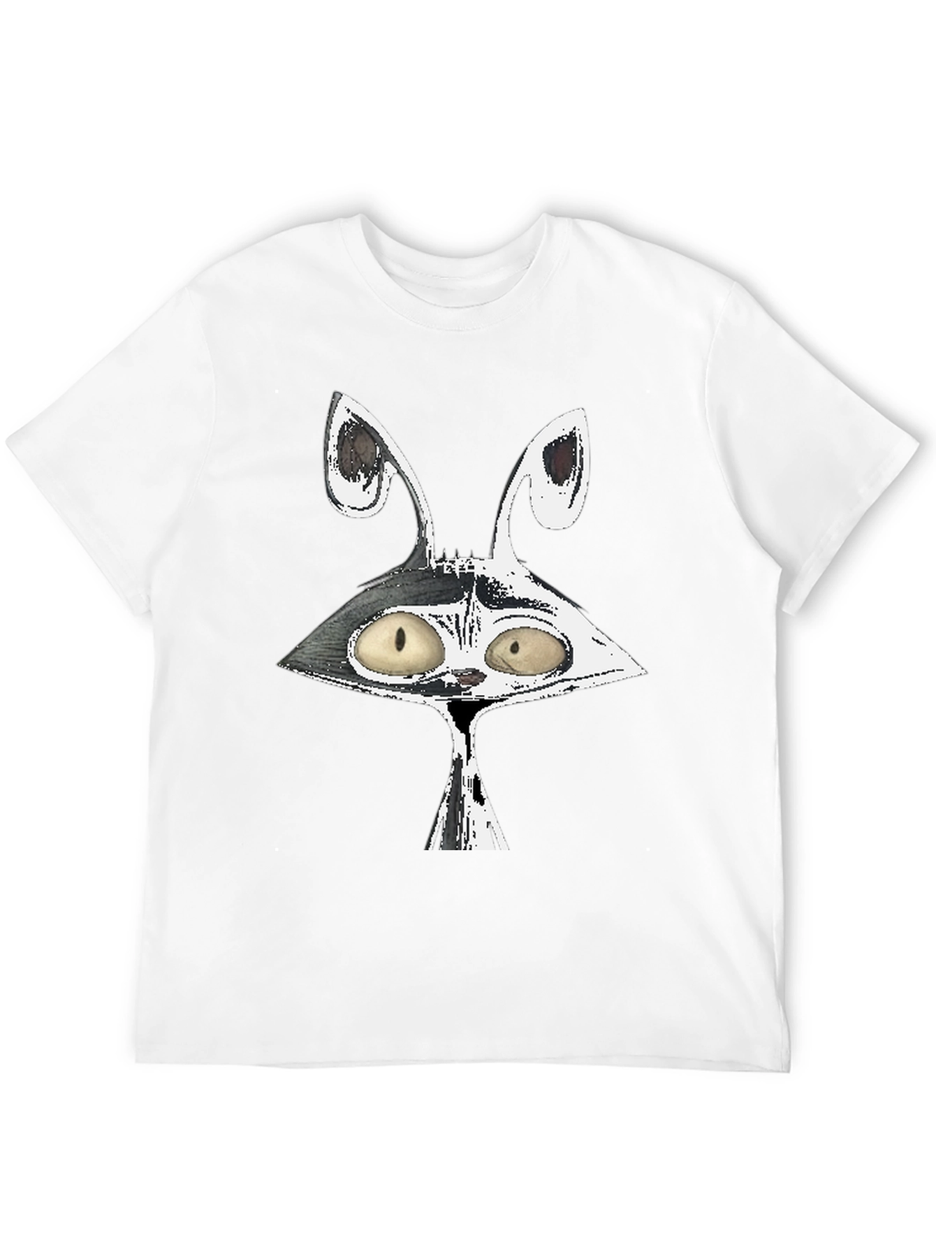 Cartoon Rabbit Graphic Black Cotton Tee