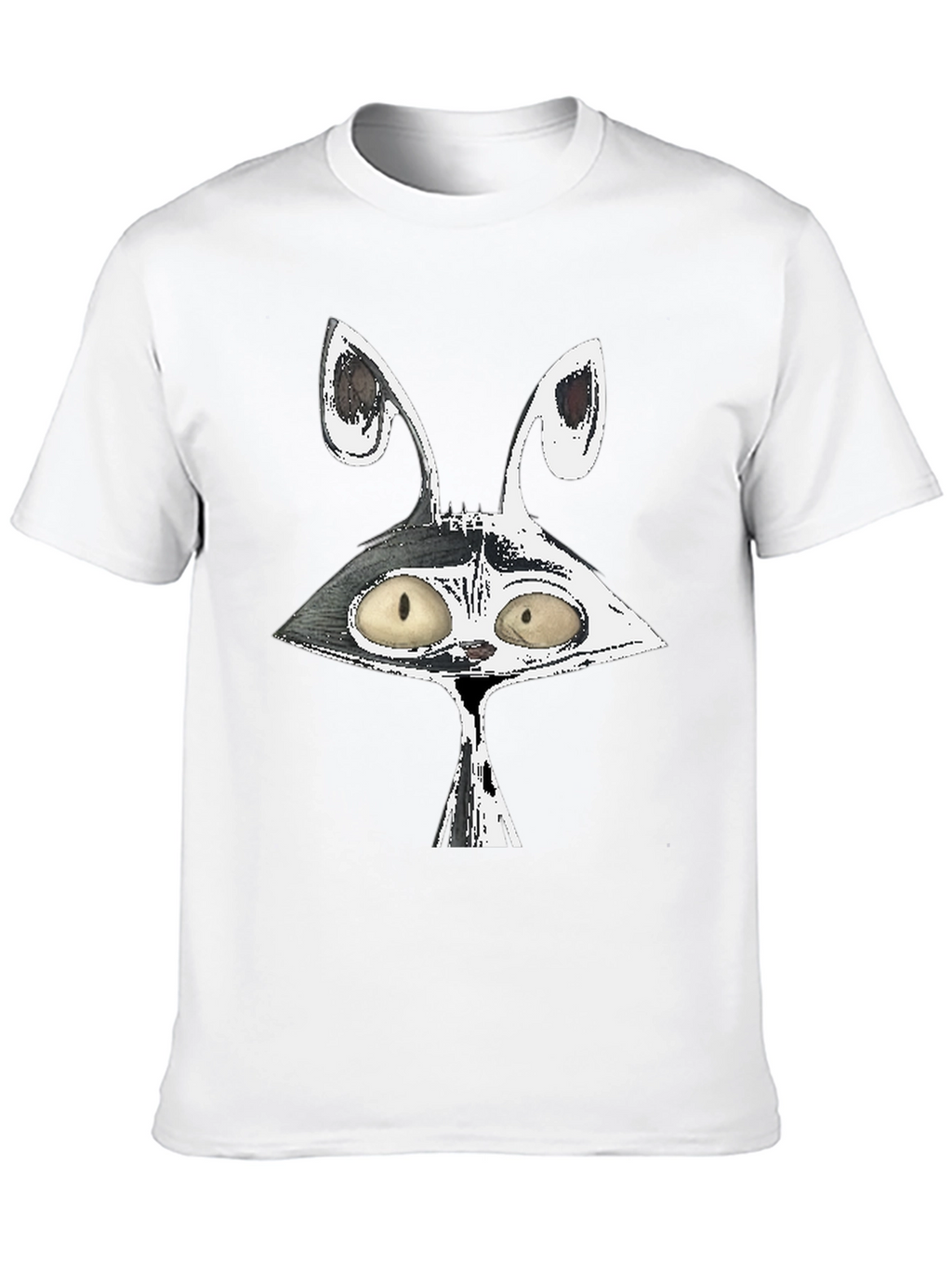 Cartoon Rabbit Graphic Black Cotton Tee