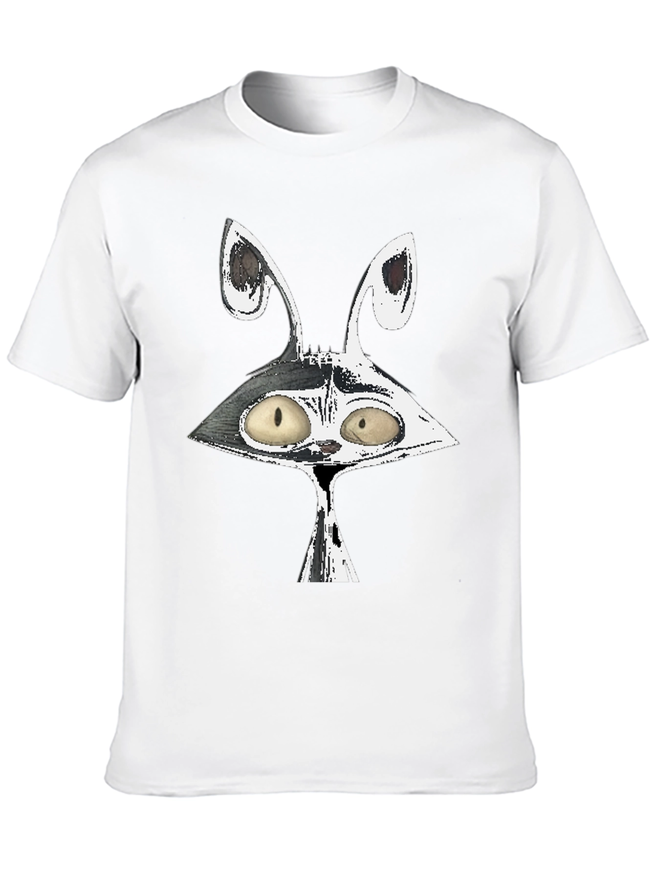Cartoon Rabbit Graphic Black Cotton Tee