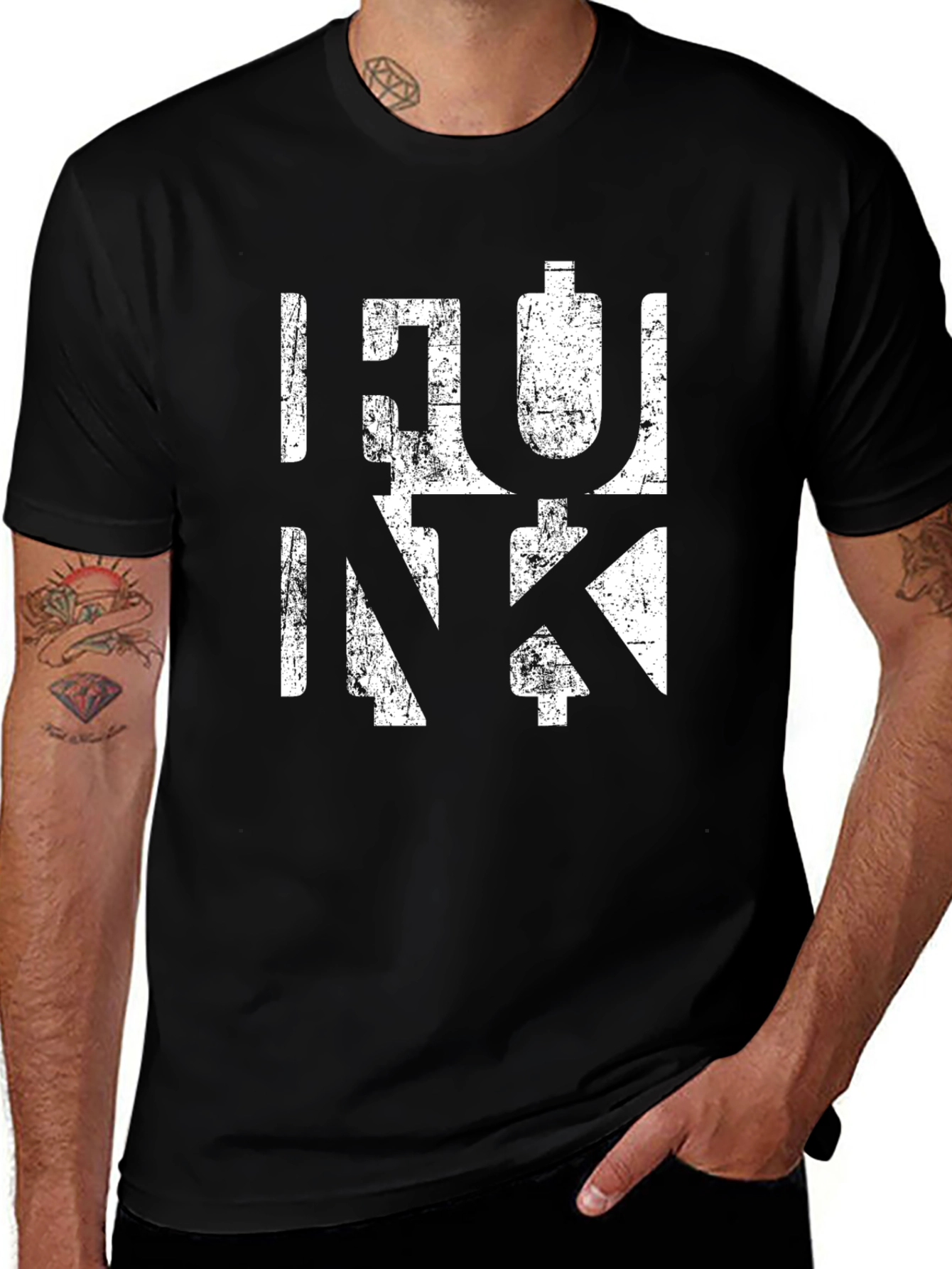 Retro Funk Graphic Print Black T-Shirt