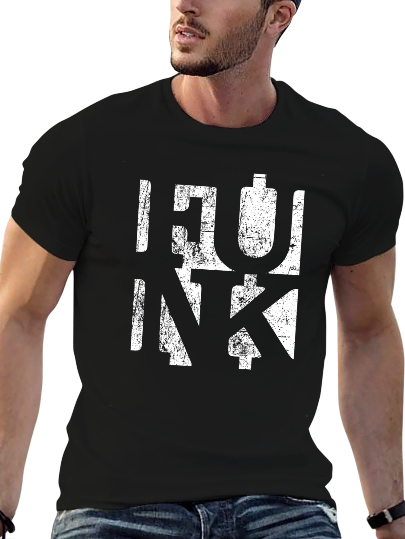 Retro Funk Graphic Print Black T-Shirt
