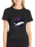 Whale Galaxy Graphic Black T-Shirt