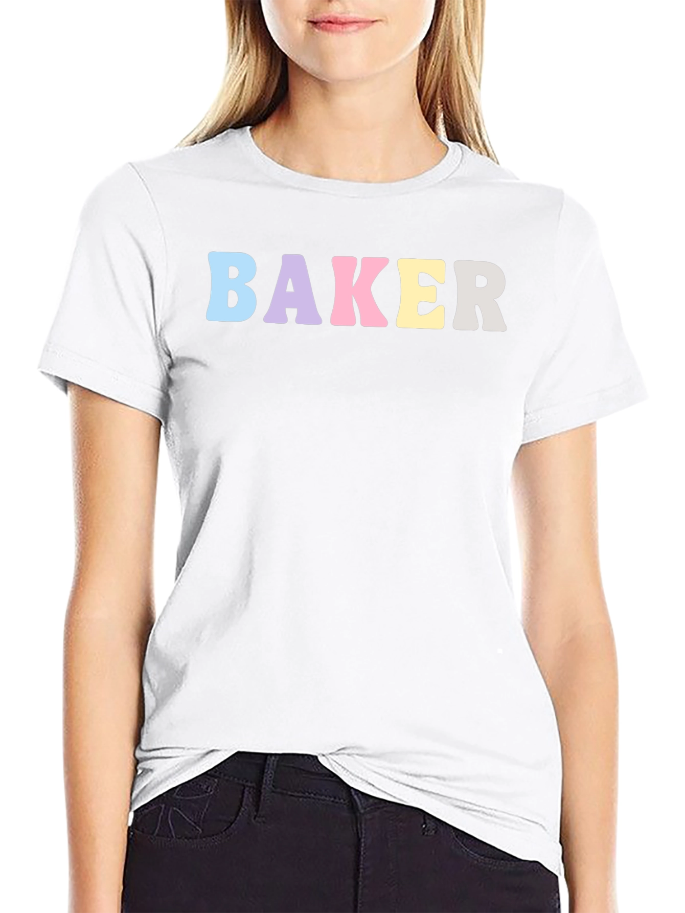 Pastel Baker T-Shirt - Black Cotton Crew Neck