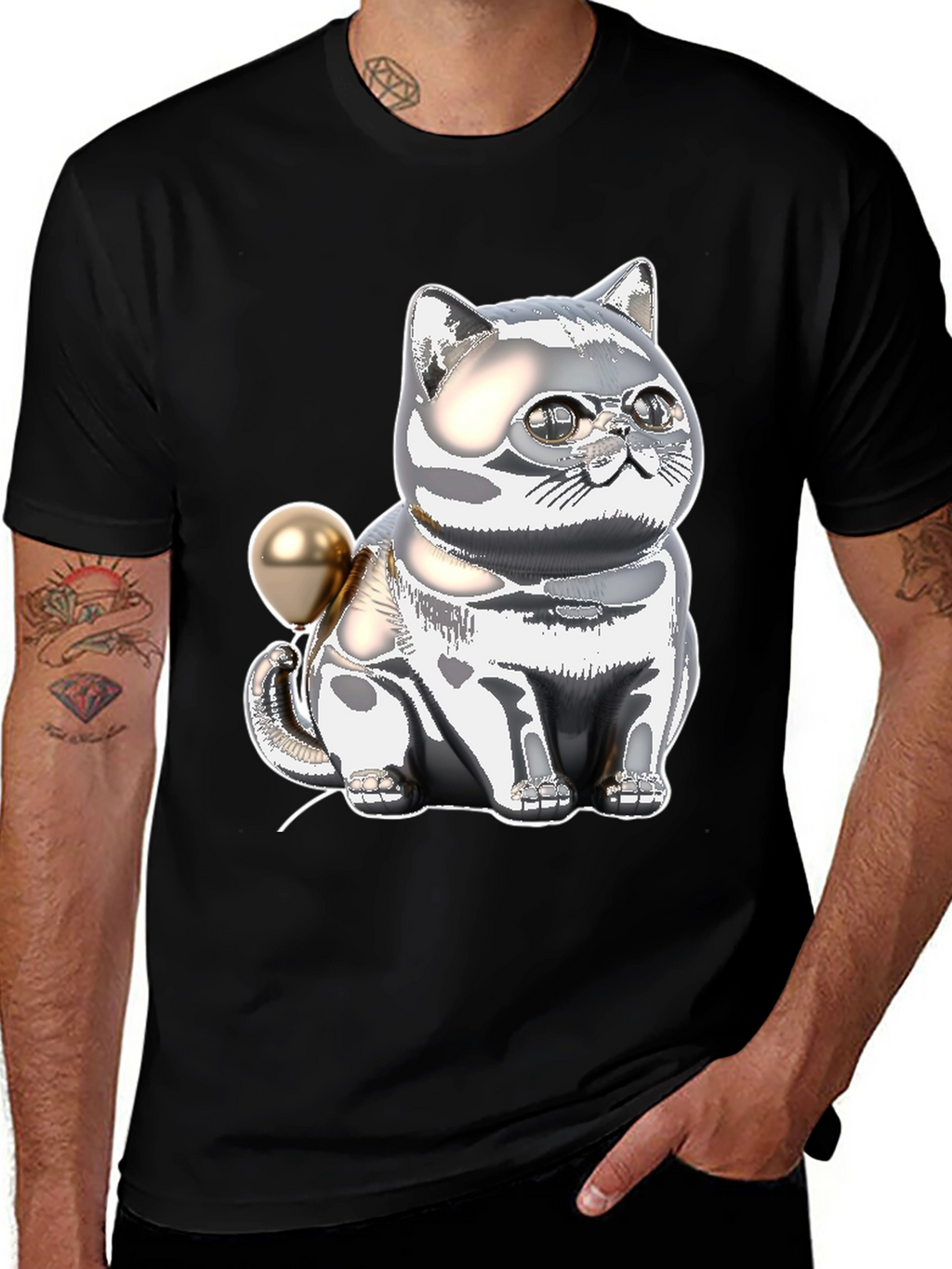 Chrome Cat Balloon T-Shirt