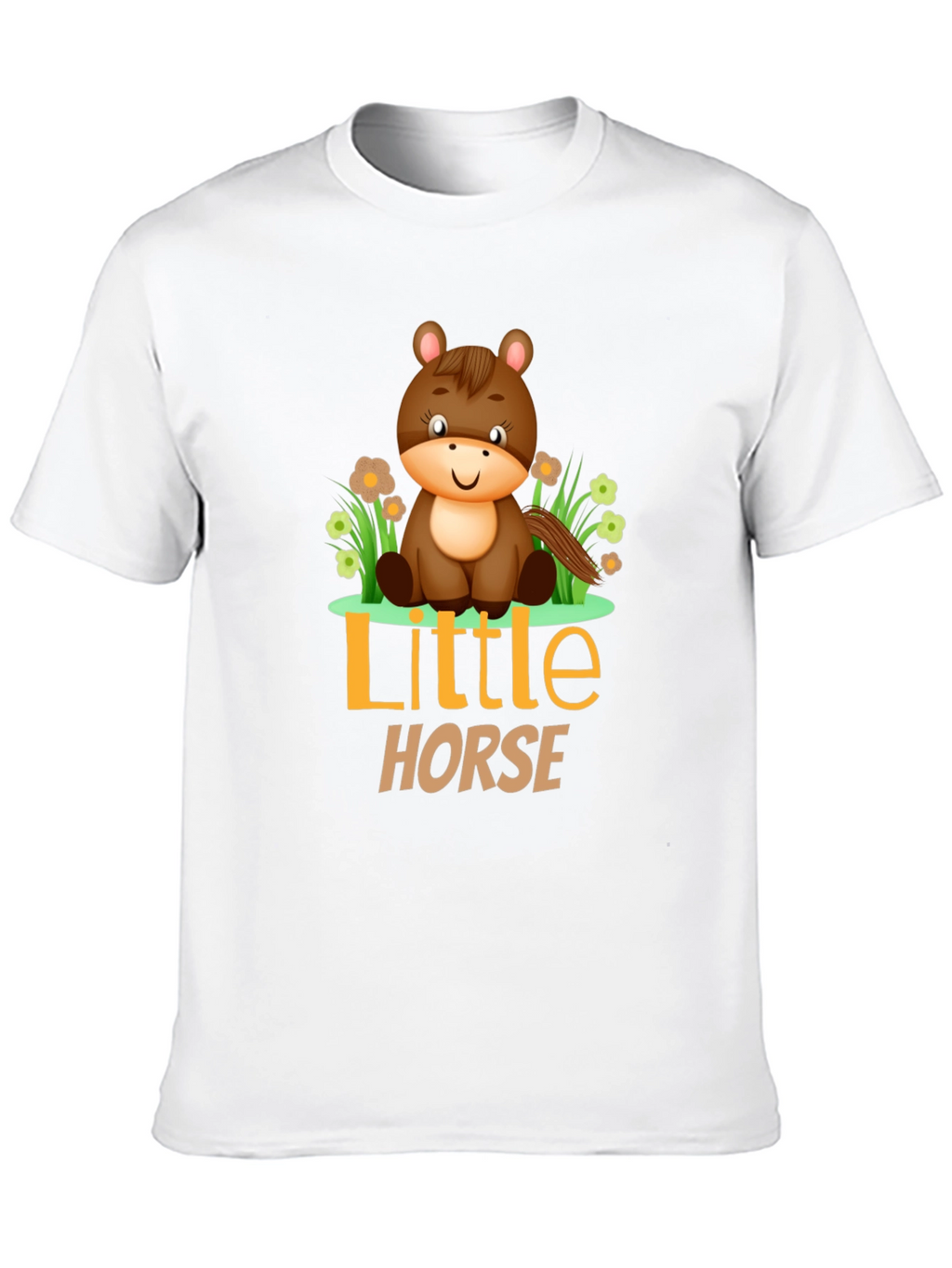 Cute Little Horse Graphic Tee - Black