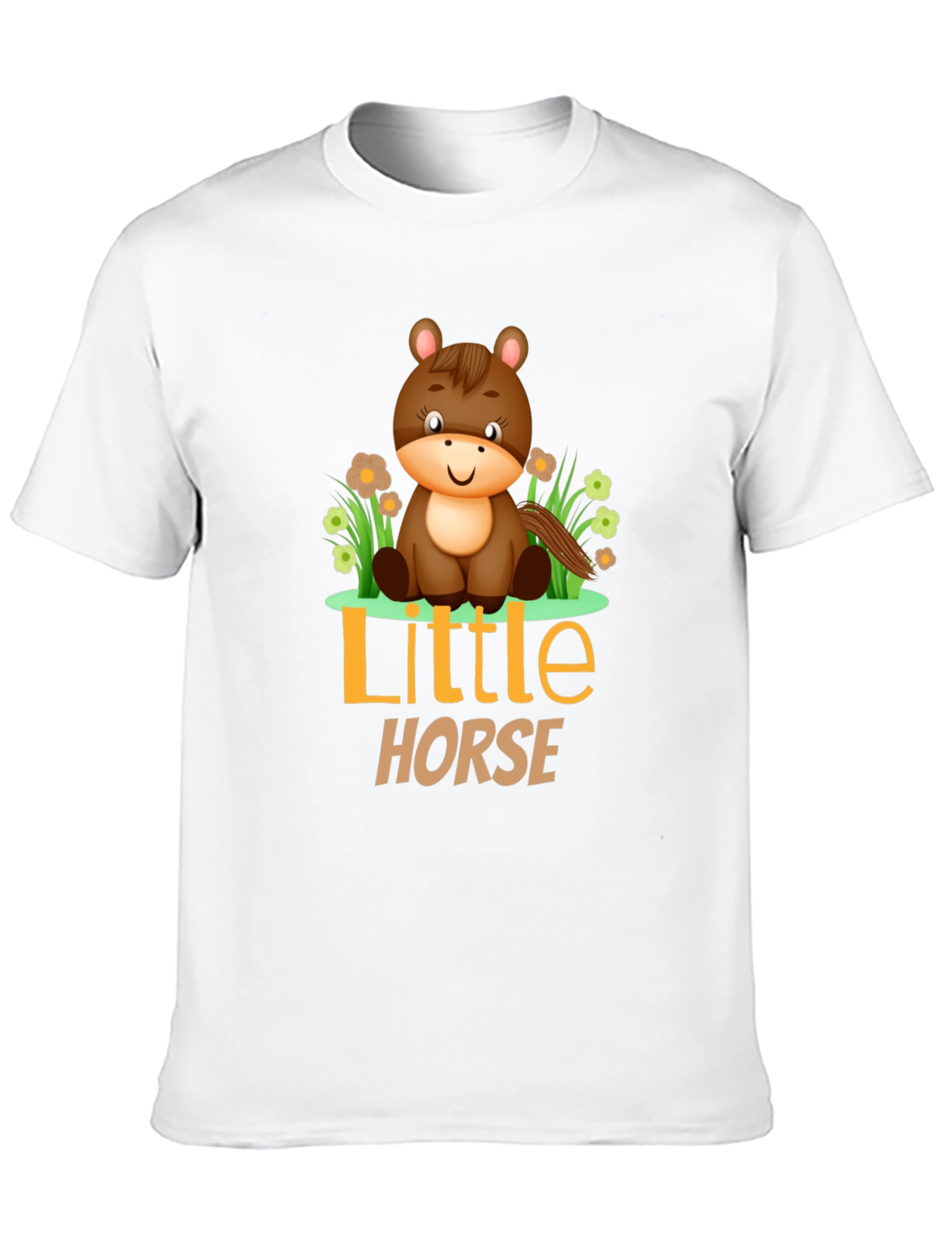 Cute Little Horse Graphic Tee - Black