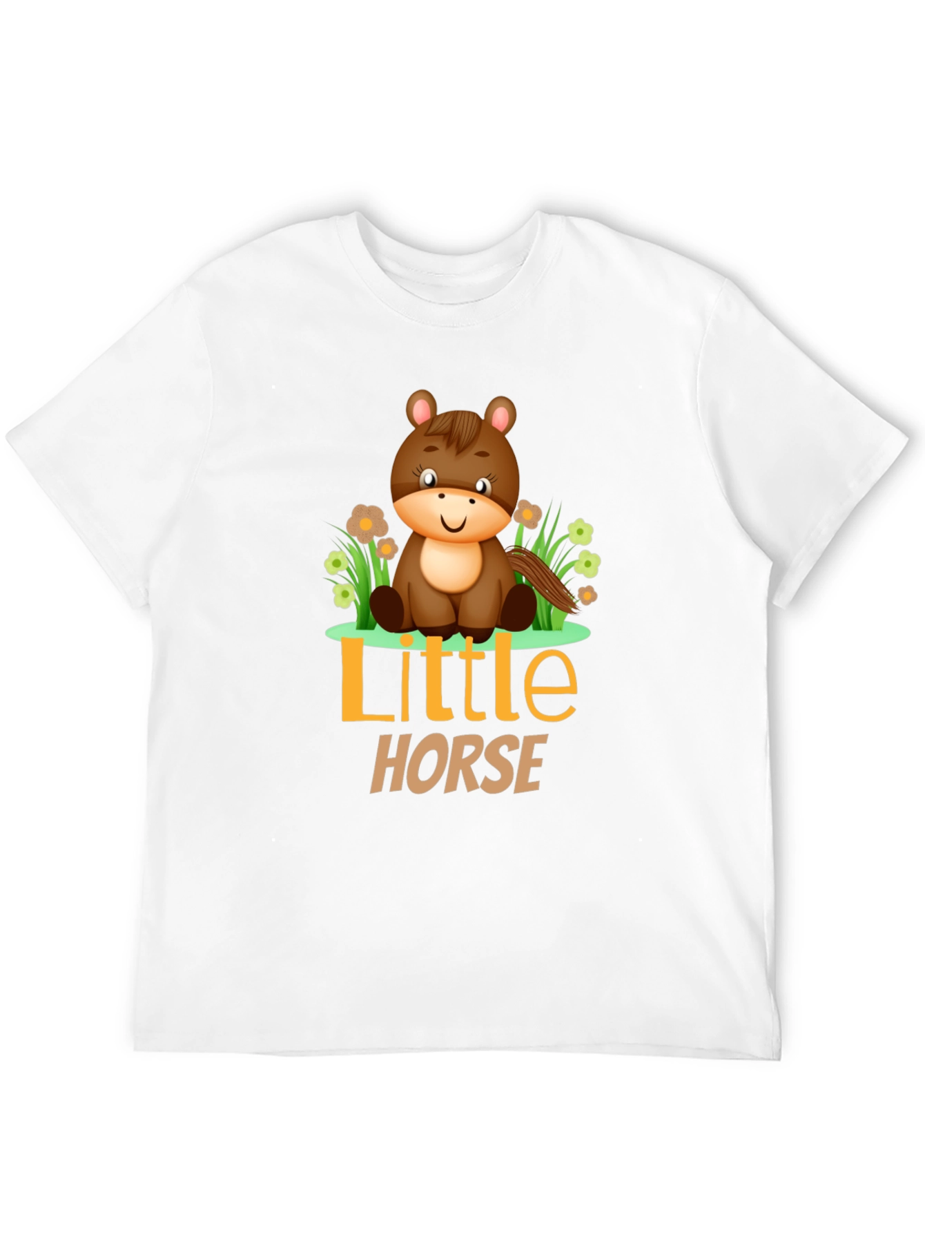 Cute Little Horse Graphic Tee - Black