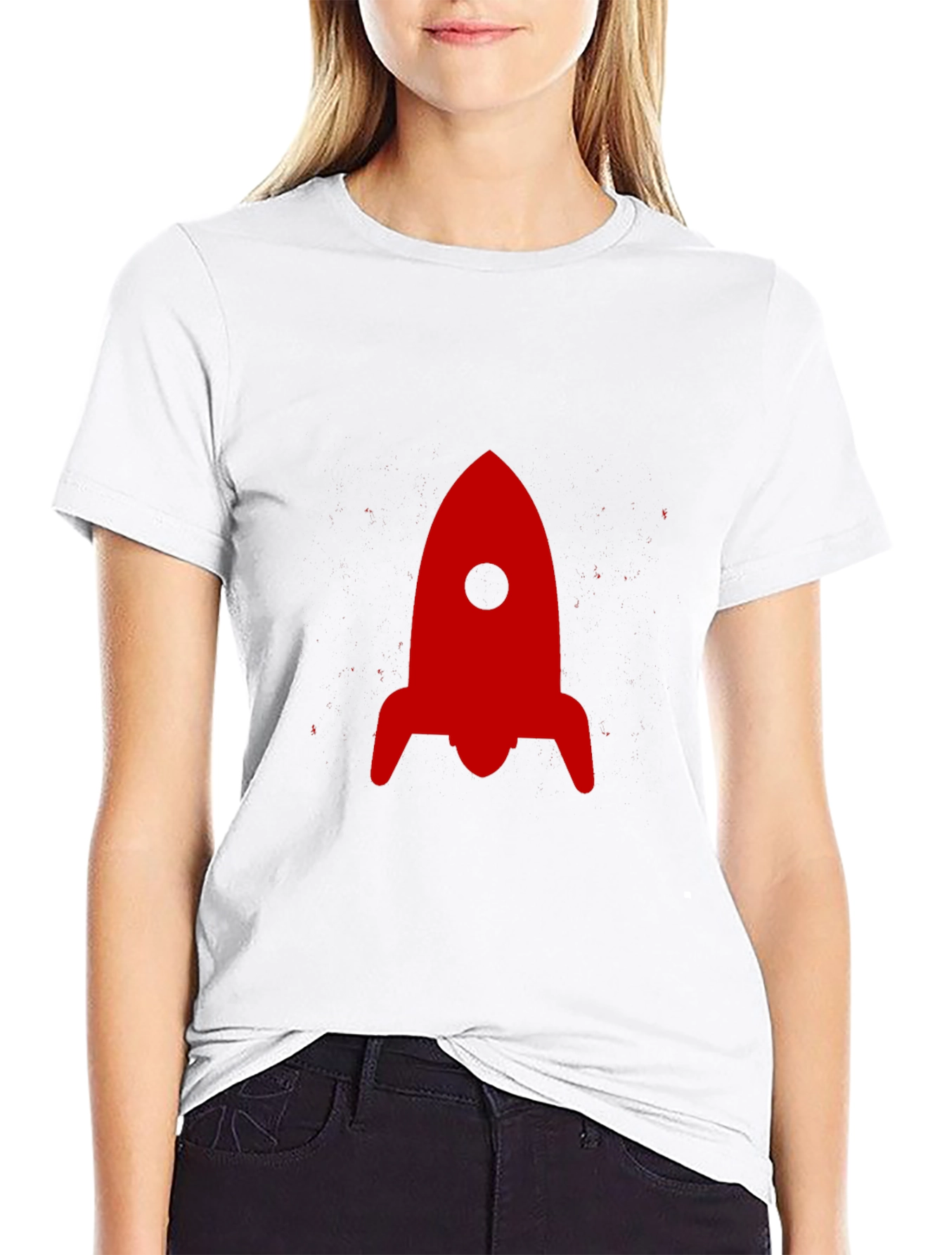 Red Rocket Graphic Print Black T-Shirt