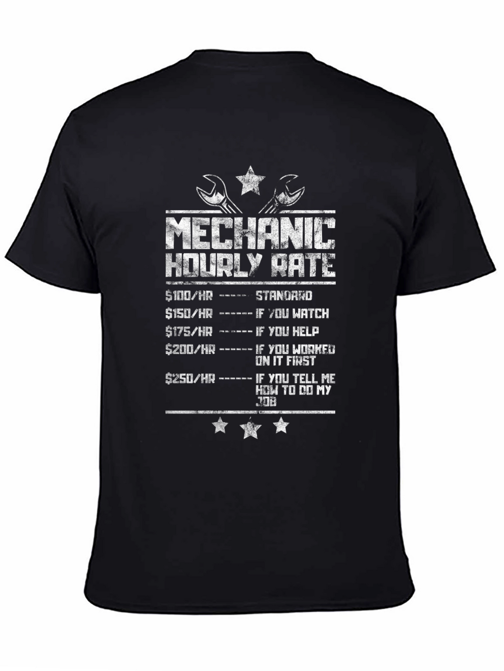 Mechanic Hourly Rate Funny Graphic T-Shirt