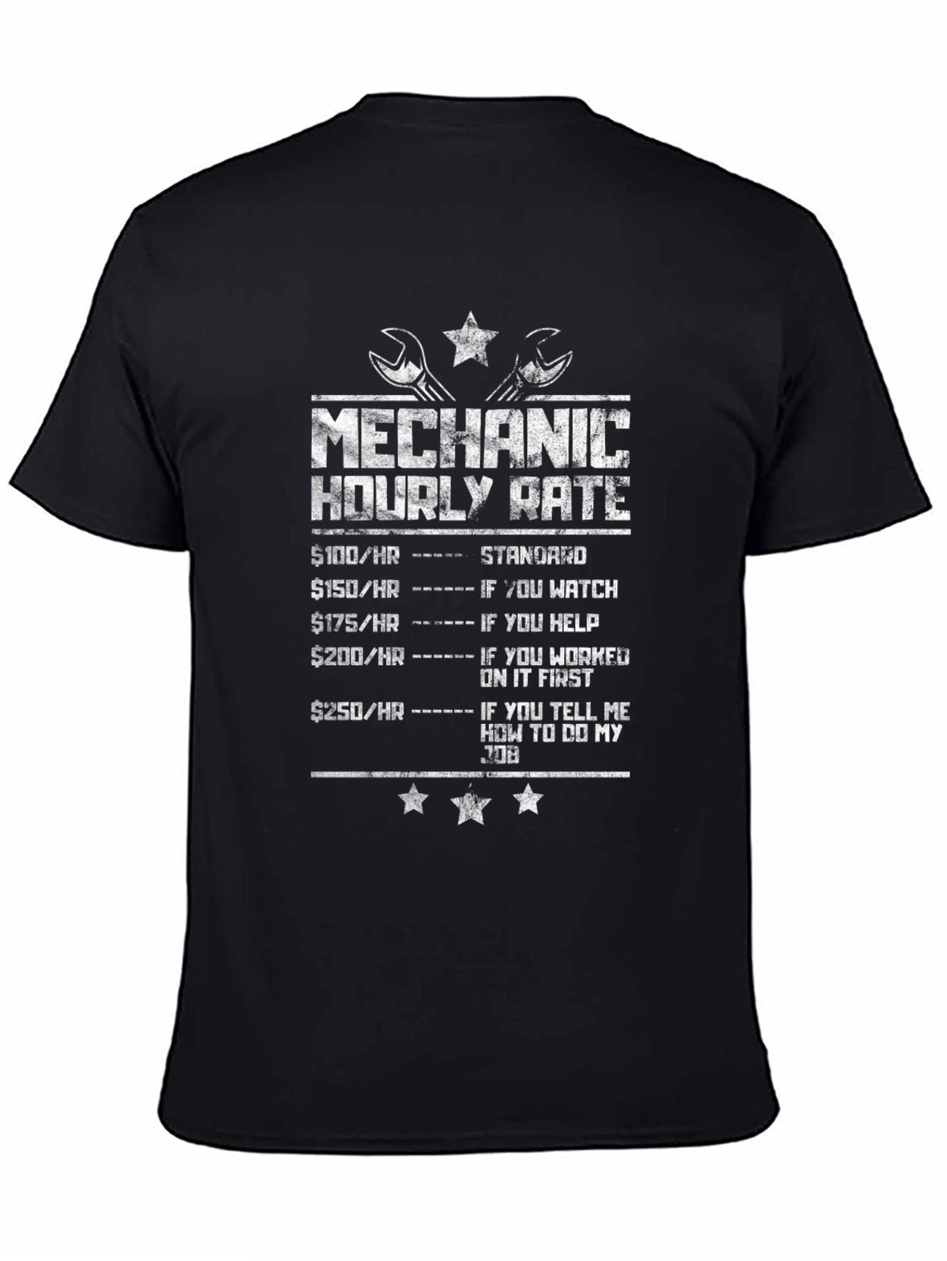 Mechanic Hourly Rate Funny Graphic T-Shirt