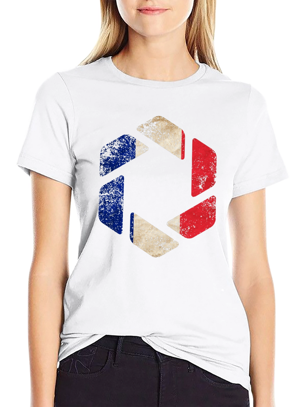 France Flag Shutter T-Shirt - Mens Black Graphic Tee
