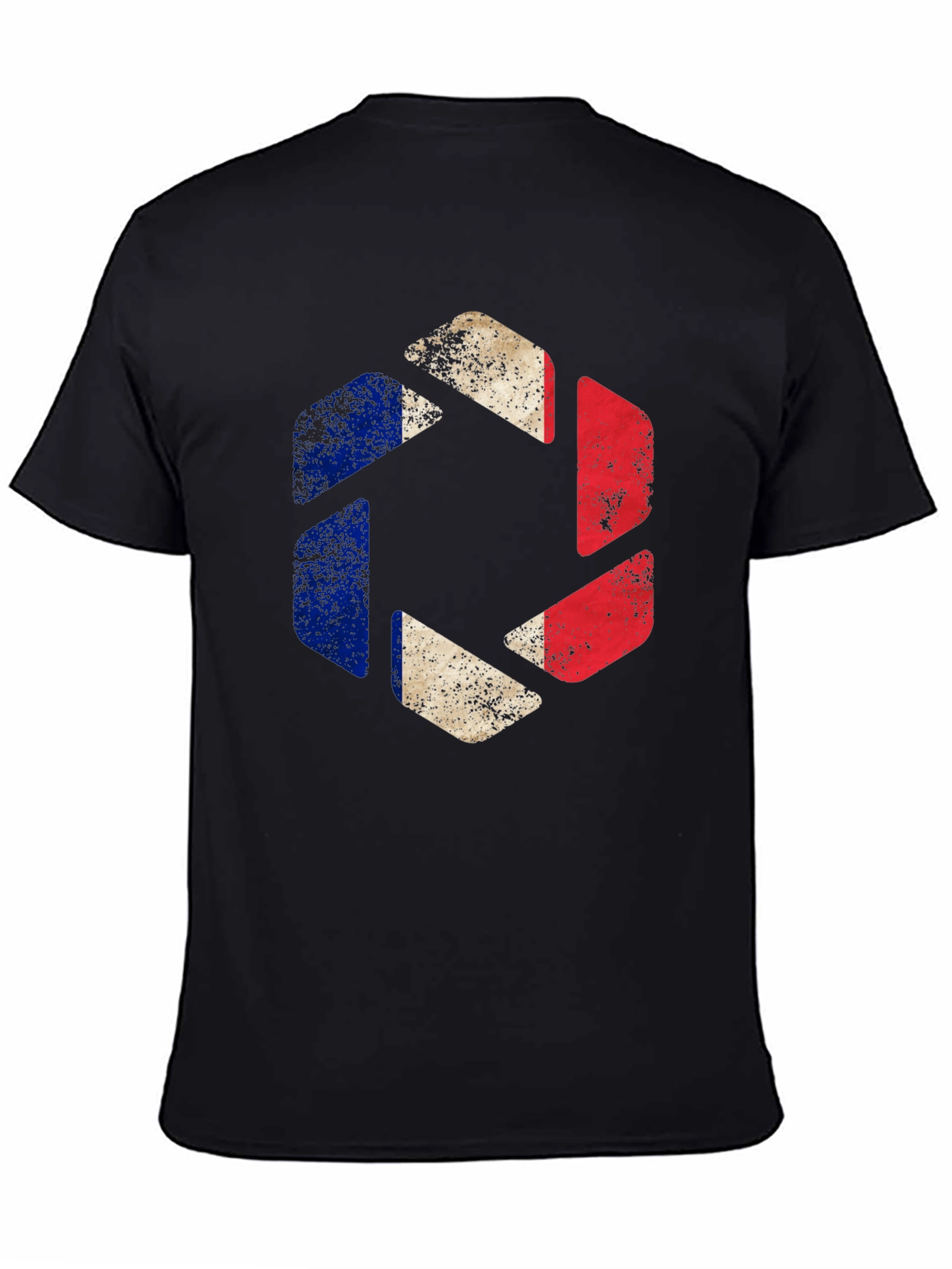 France Flag Shutter T-Shirt - Mens Black Graphic Tee