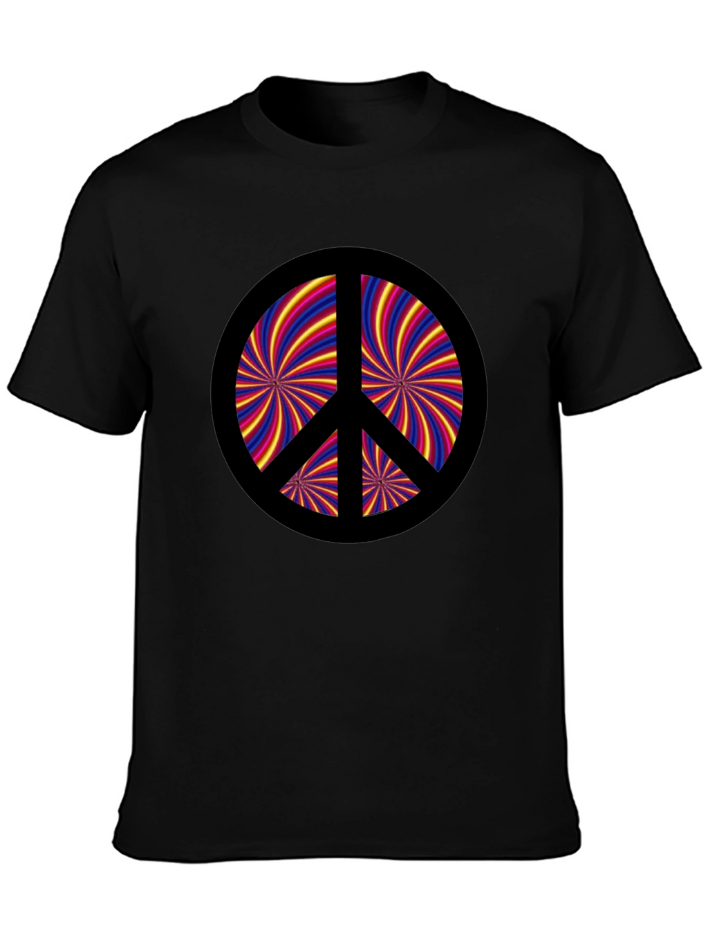 Retro Peace Sign Graphic Tee - Black Cotton Blend