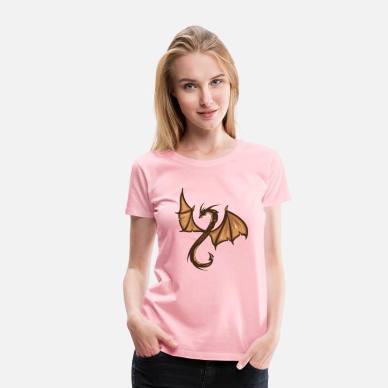 A brown and black dragon with a long tail T-shirts