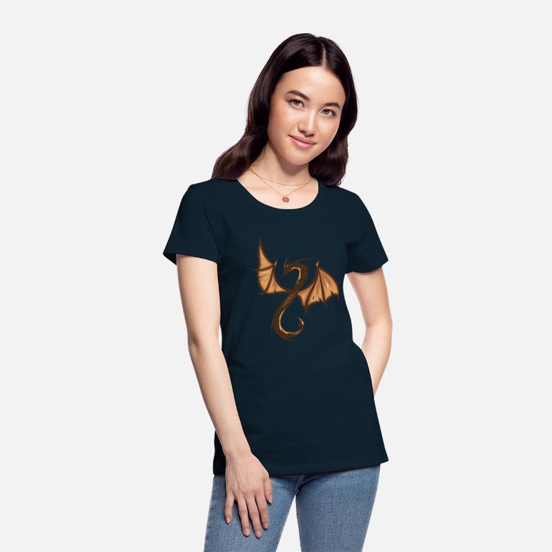A brown and black dragon with a long tail T-shirts