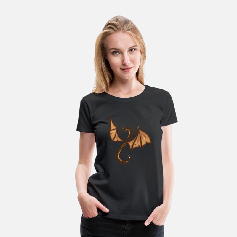A brown and black dragon with a long tail T-shirts