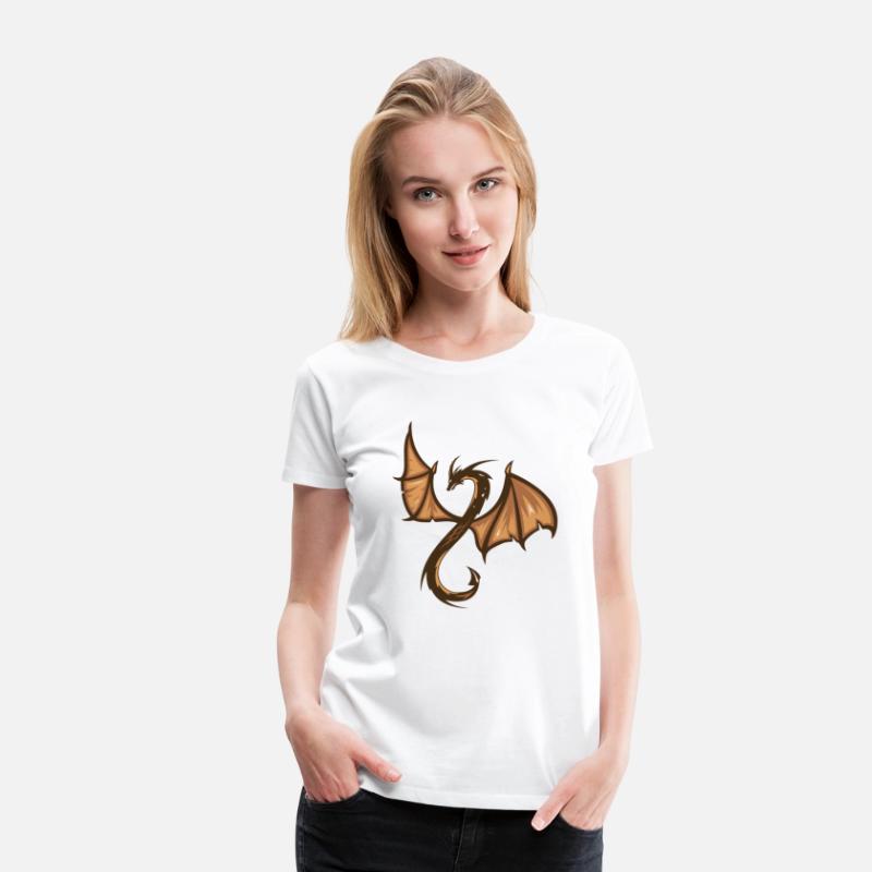 A brown and black dragon with a long tail T-shirts