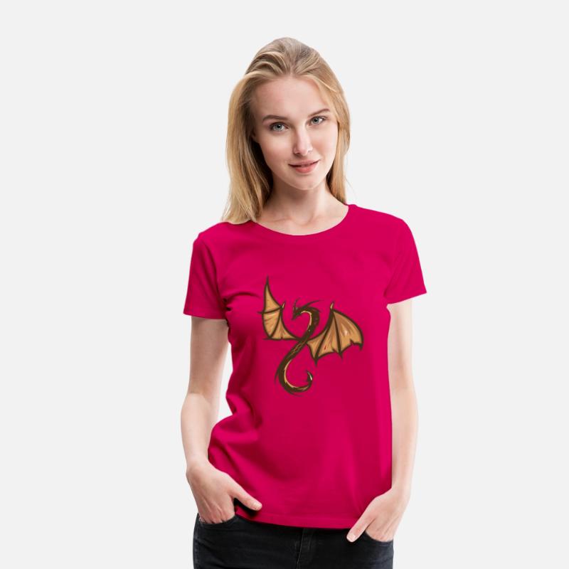 A brown and black dragon with a long tail T-shirts