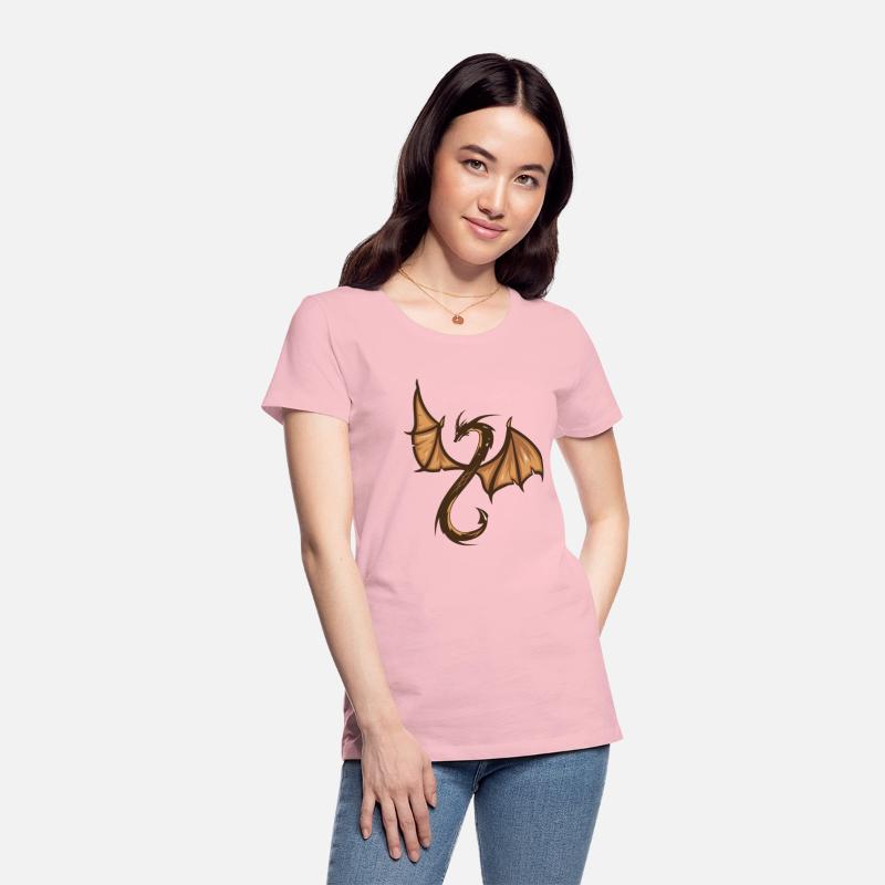 A brown and black dragon with a long tail T-shirts
