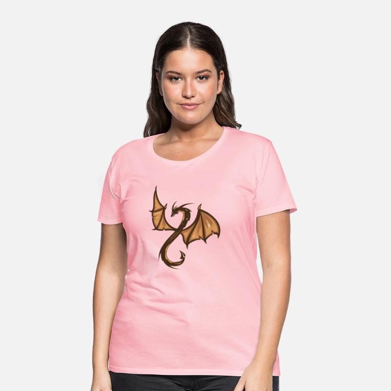 A brown and black dragon with a long tail T-shirts