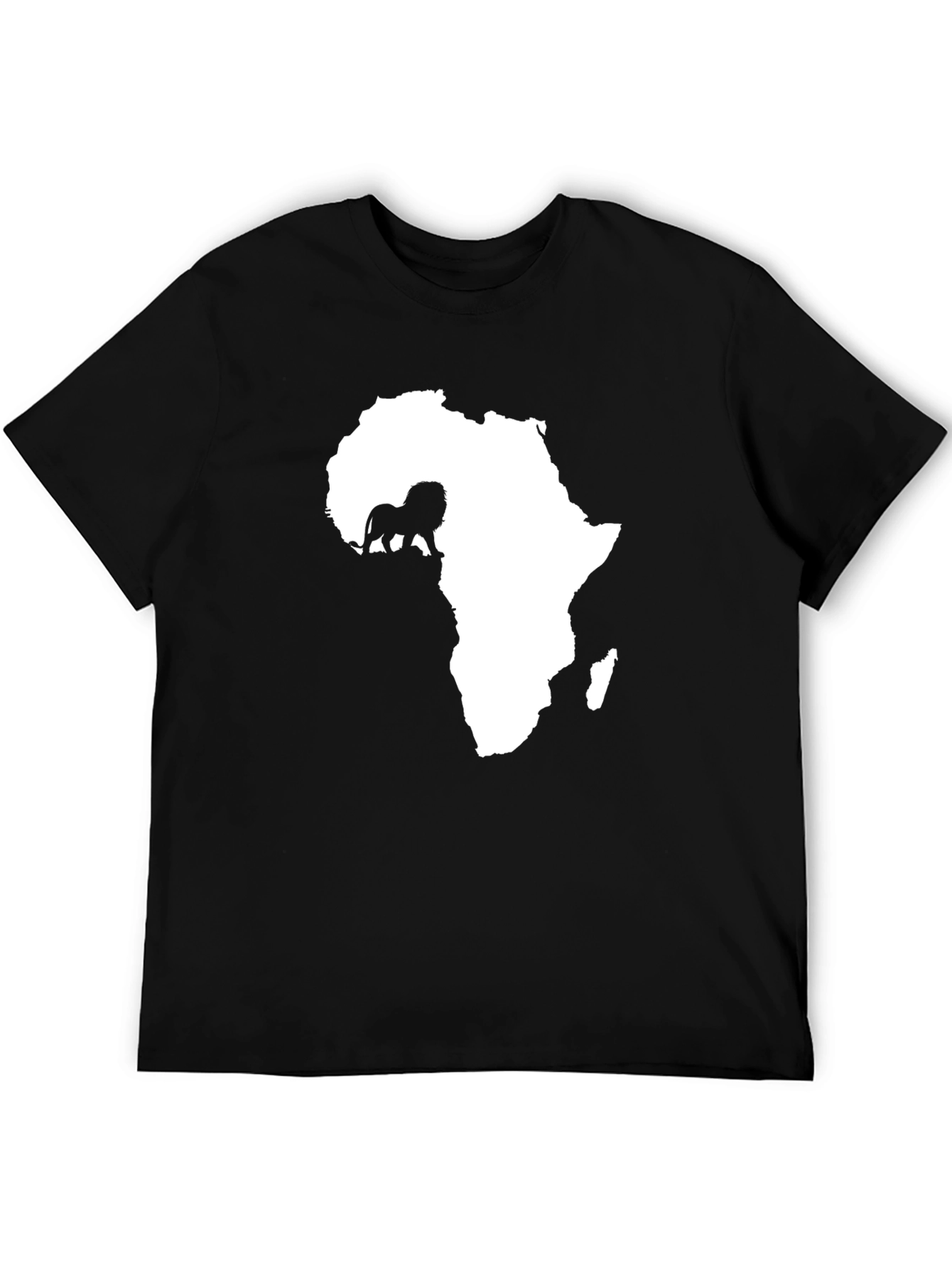 Africa Lion Graphic Tee - Black Cotton T-Shirt