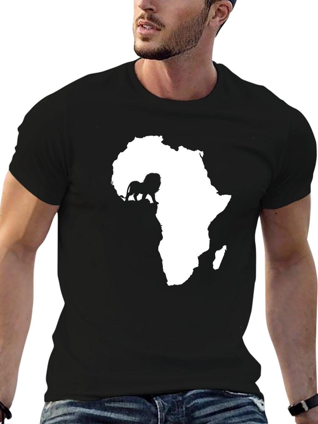 Africa Lion Graphic Tee - Black Cotton T-Shirt