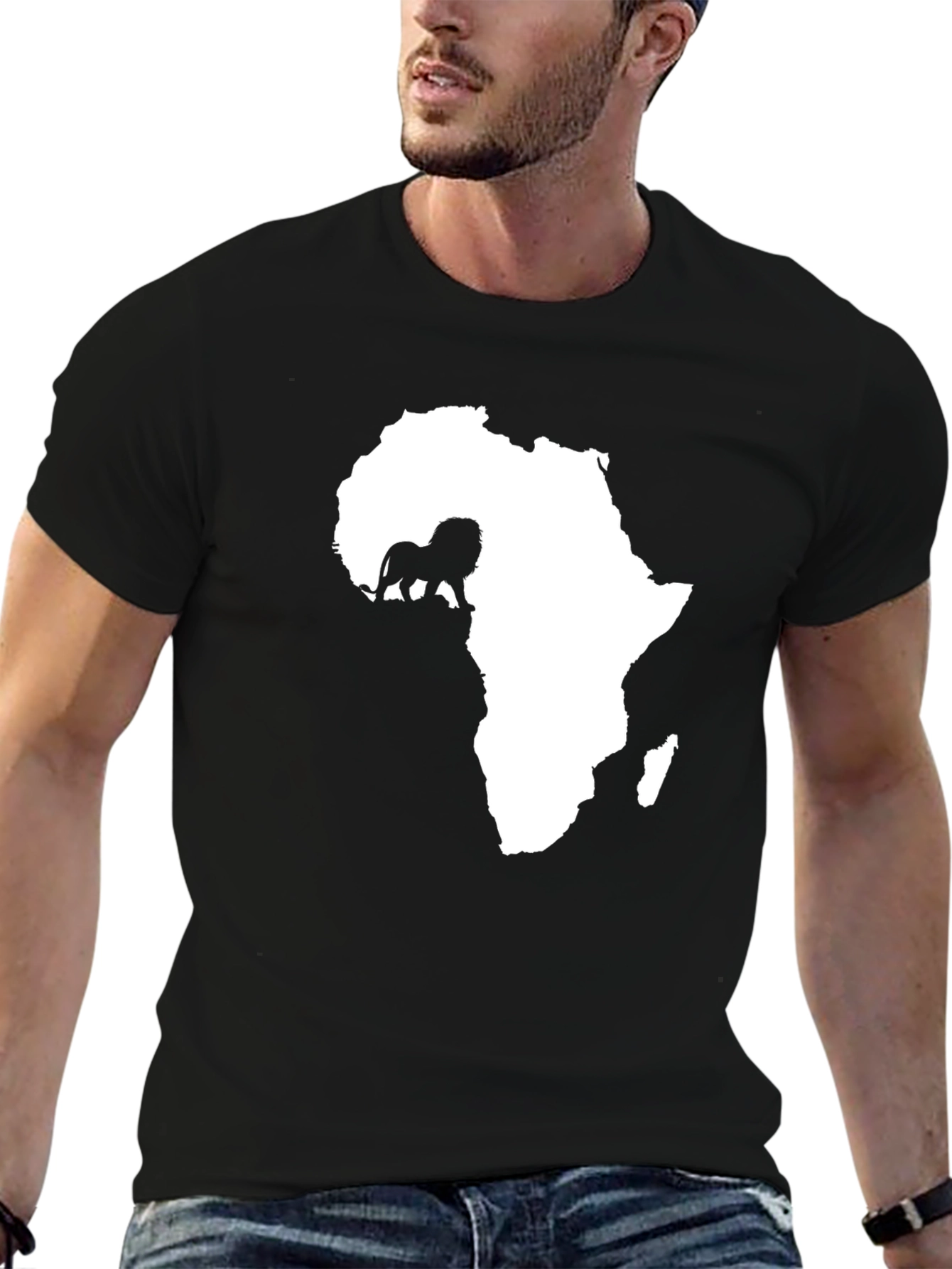 Africa Lion Graphic Tee - Black Cotton T-Shirt