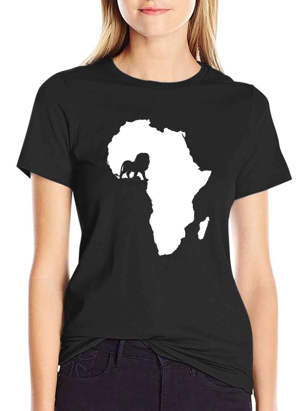 Africa Lion Graphic Tee - Black Cotton T-Shirt