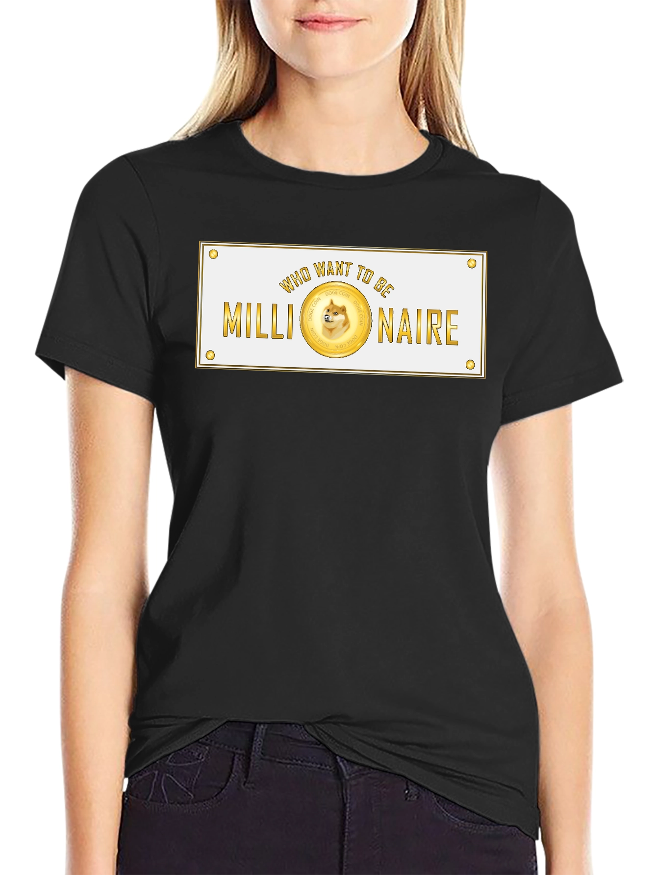 Dogecoin Millionaire Black T-Shirt Crypto Style