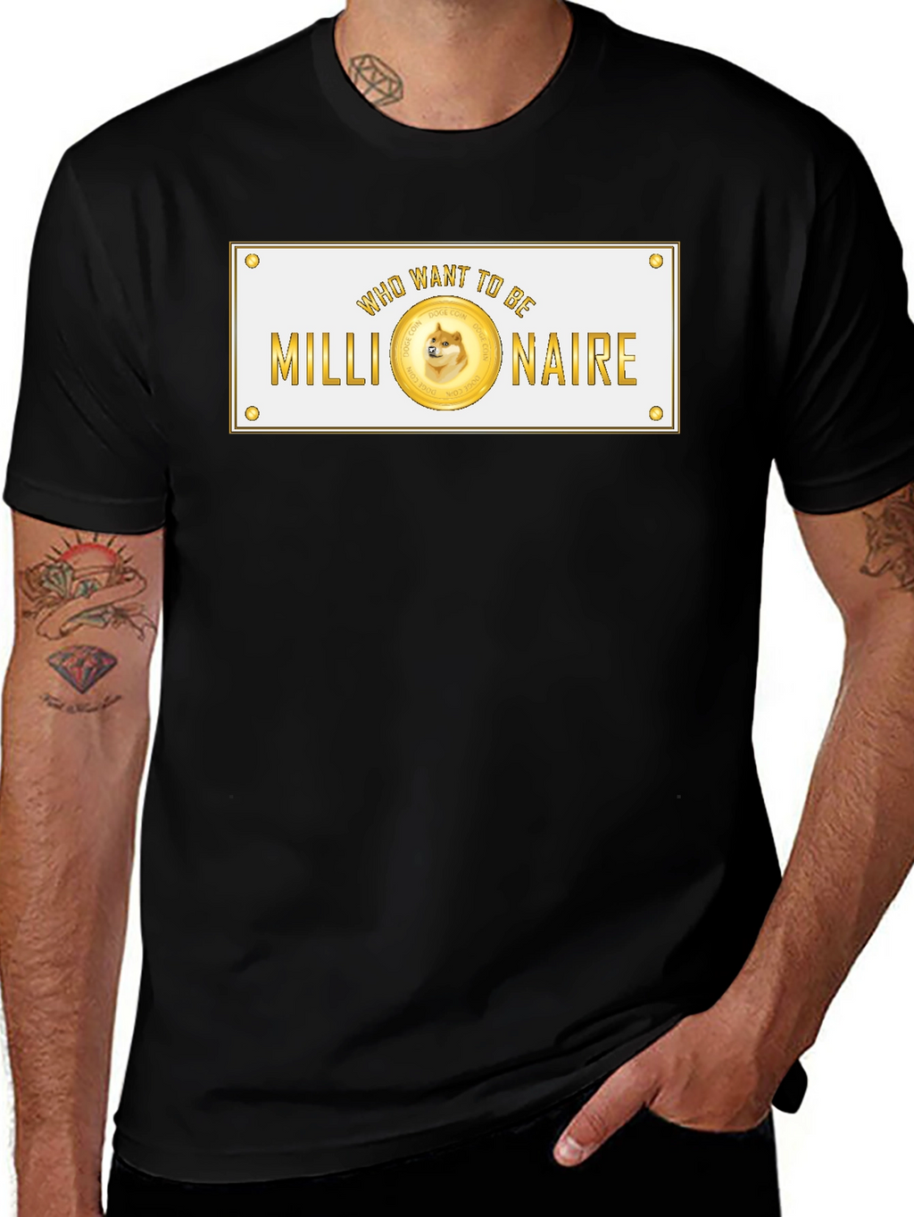 Dogecoin Millionaire Black T-Shirt Crypto Style
