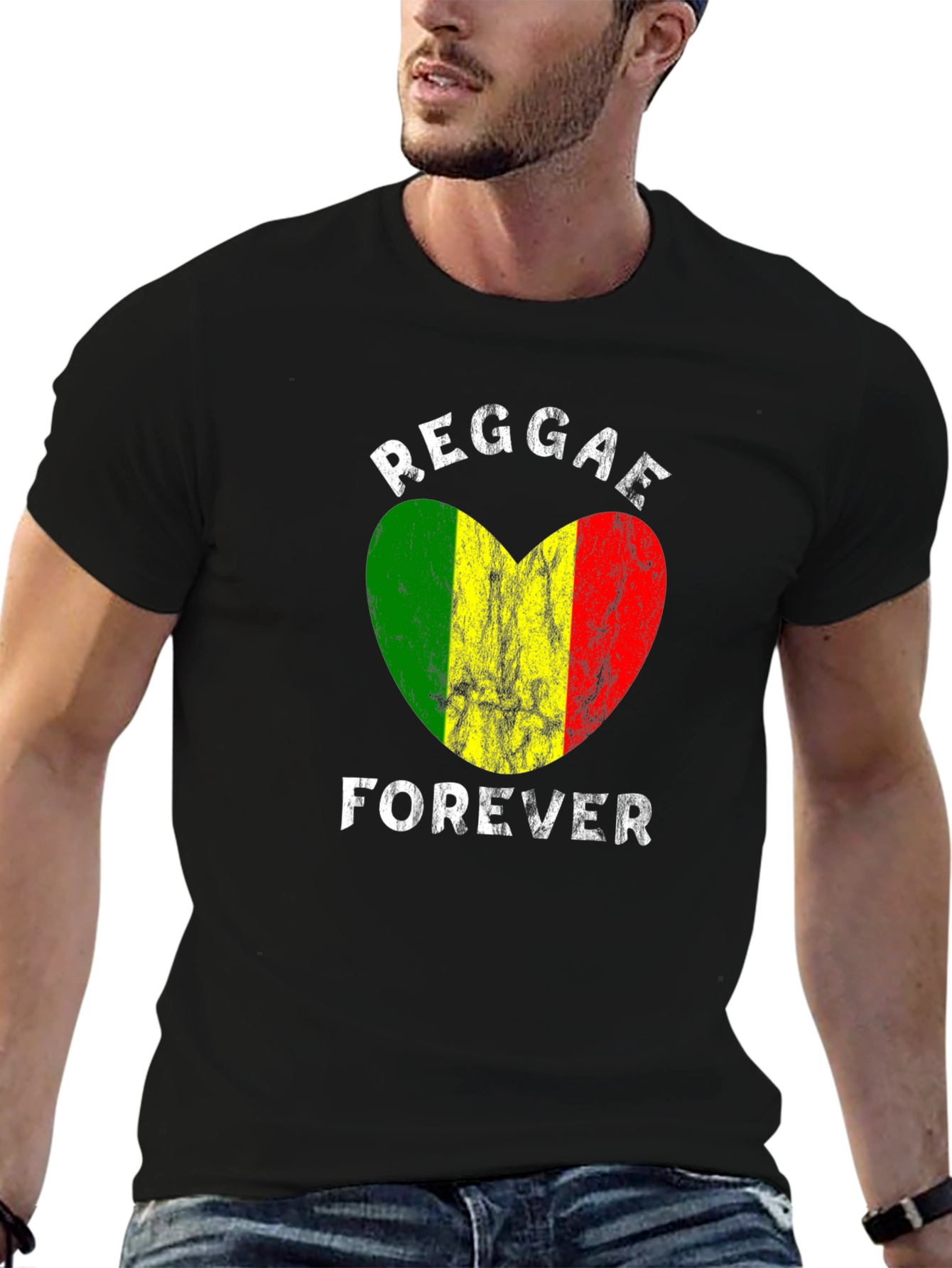 Reggae Forever Heart Graphic T-Shirt