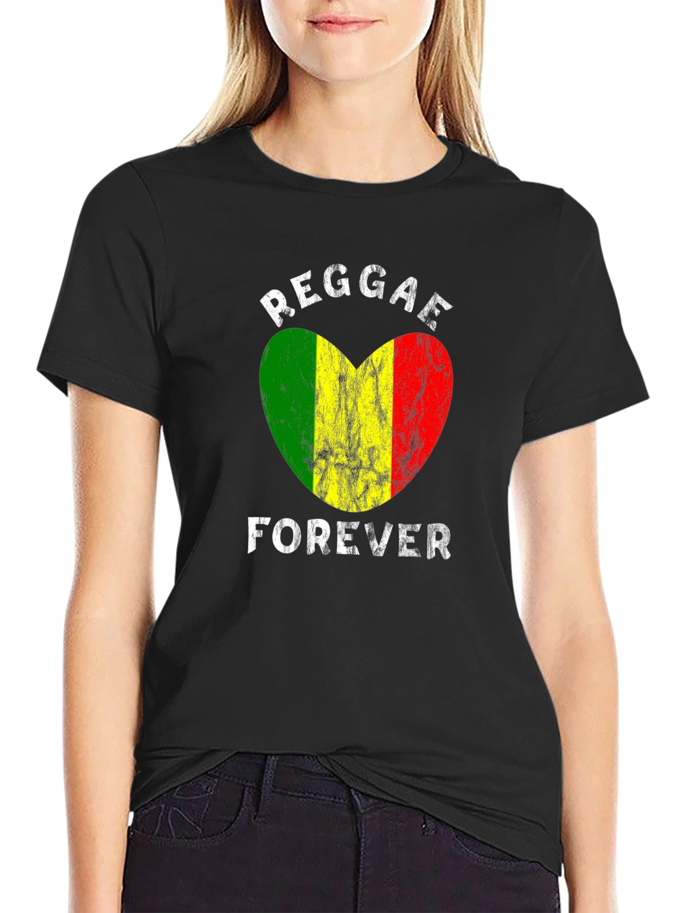 Reggae Forever Heart Graphic T-Shirt