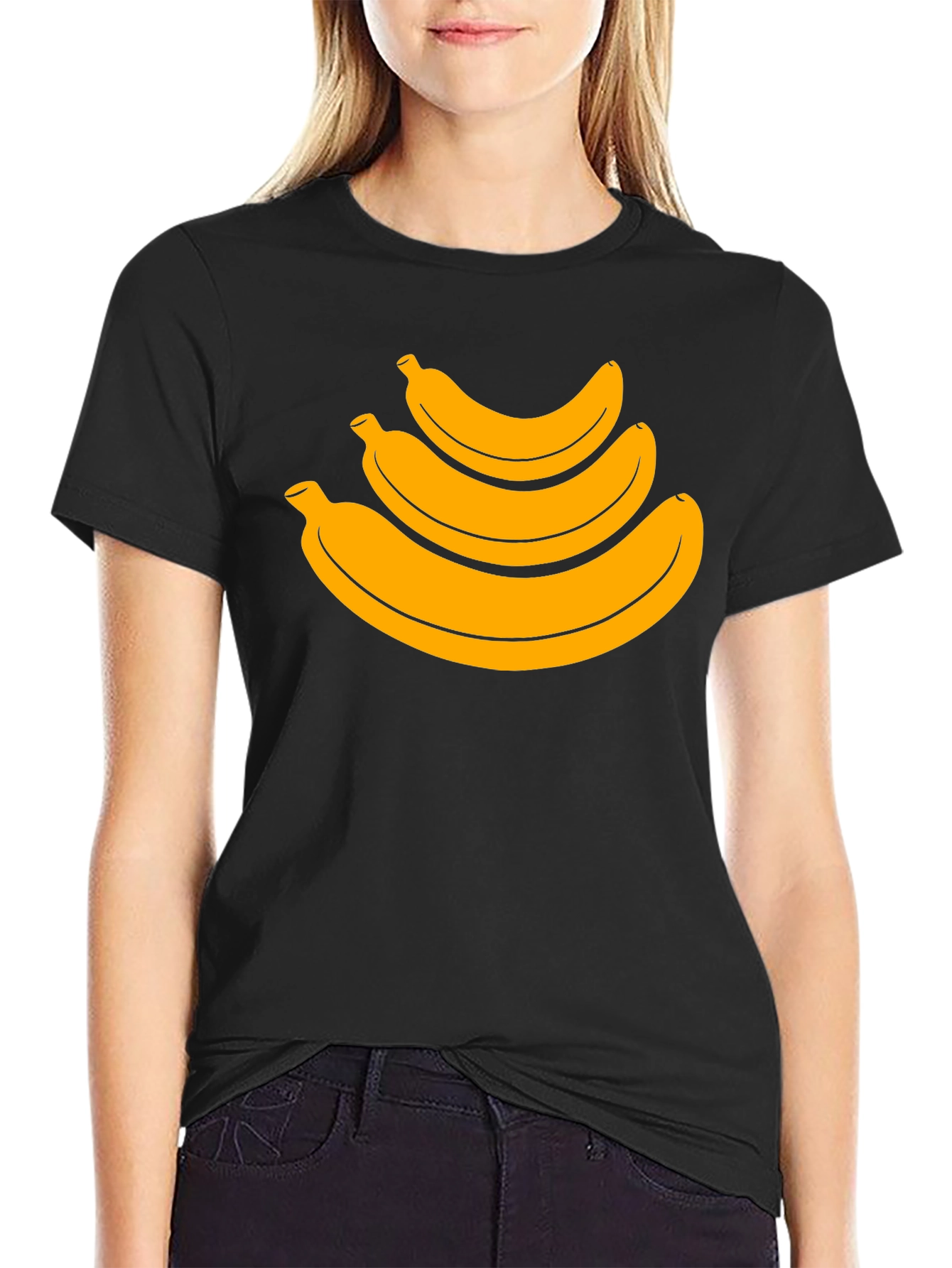 Banana Stack Graphic Tee - Casual Black T-Shirt