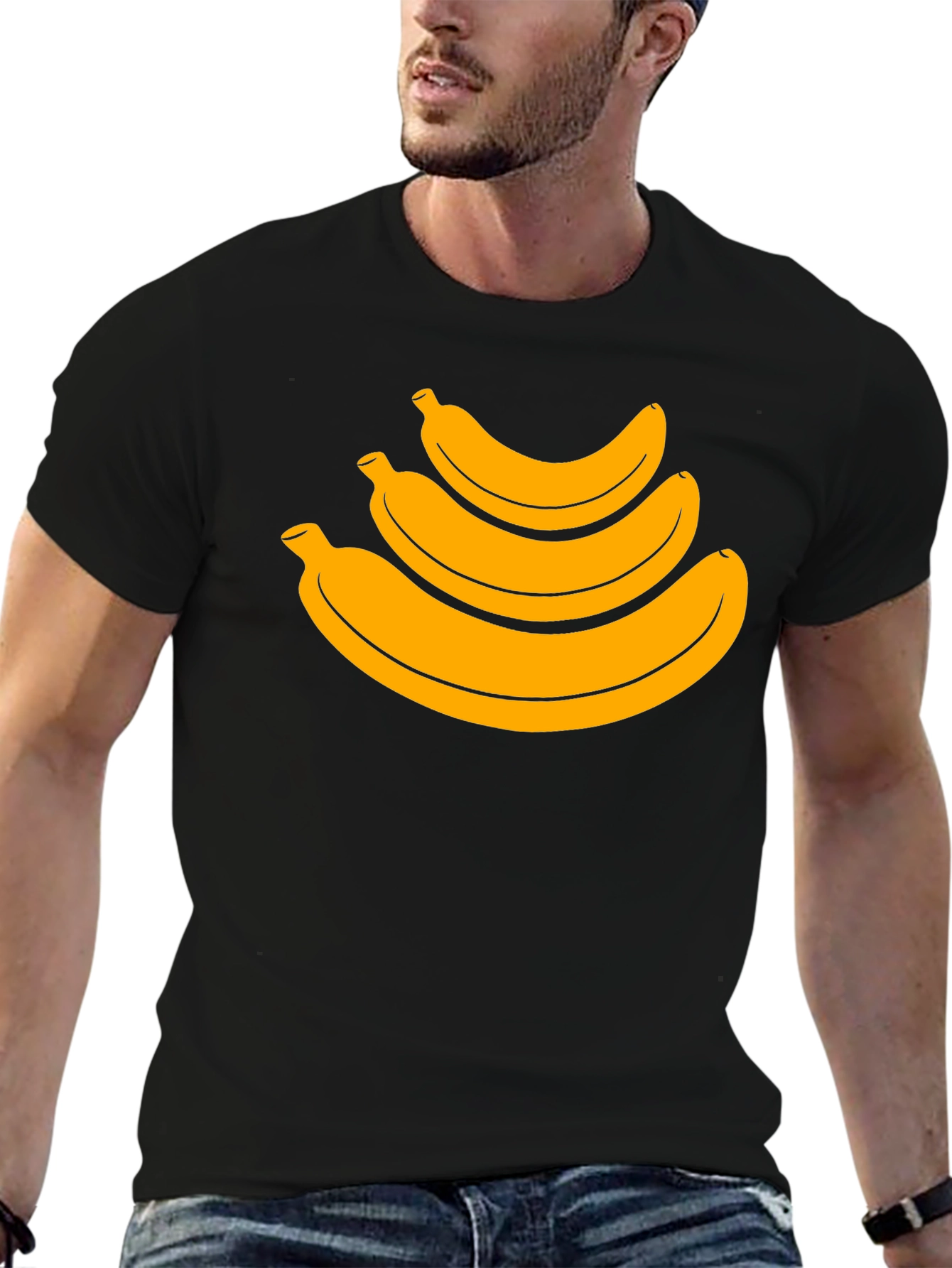 Banana Stack Graphic Tee - Casual Black T-Shirt