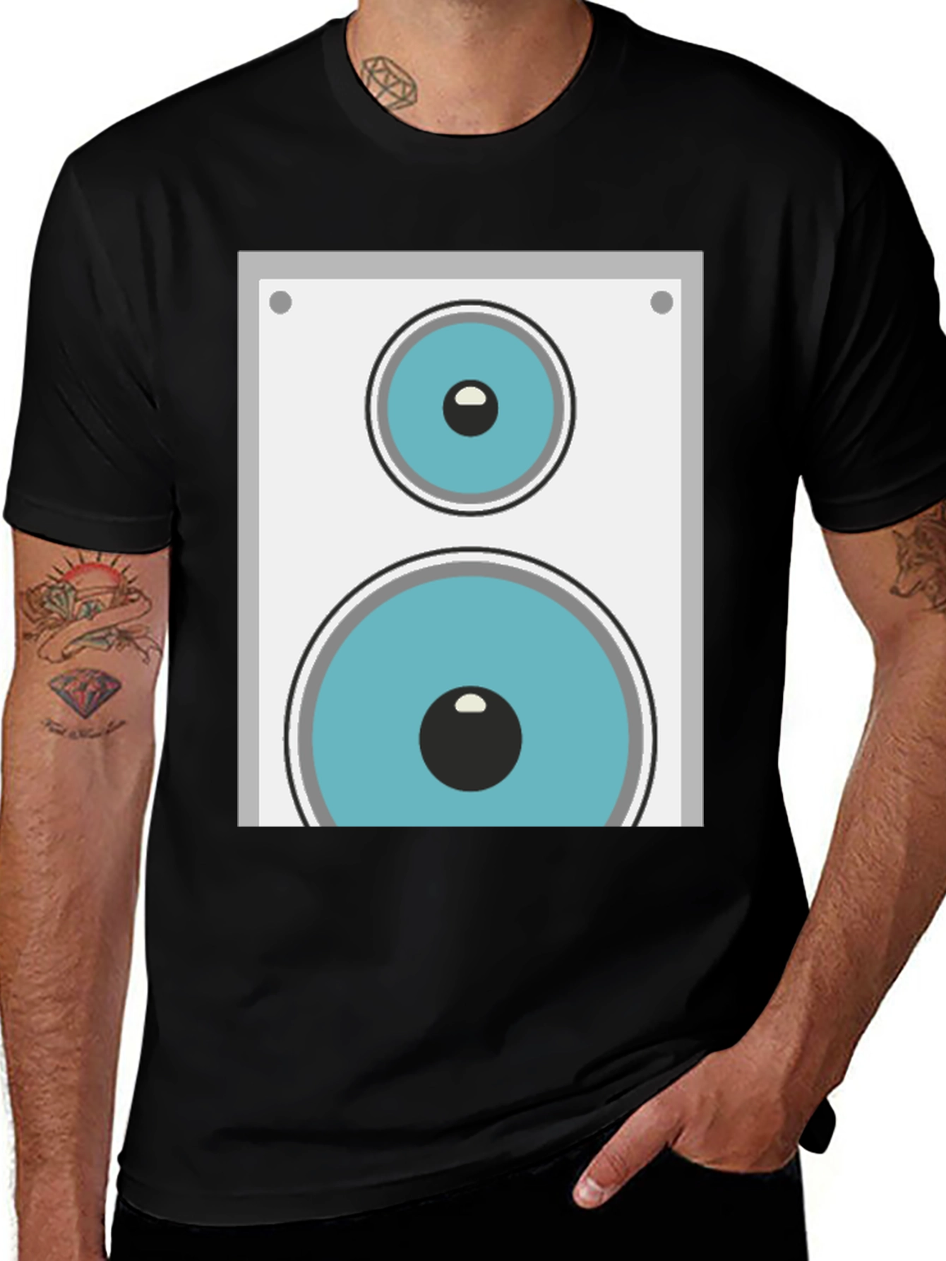 Speaker Graphic Tee - Black Cotton Blend
