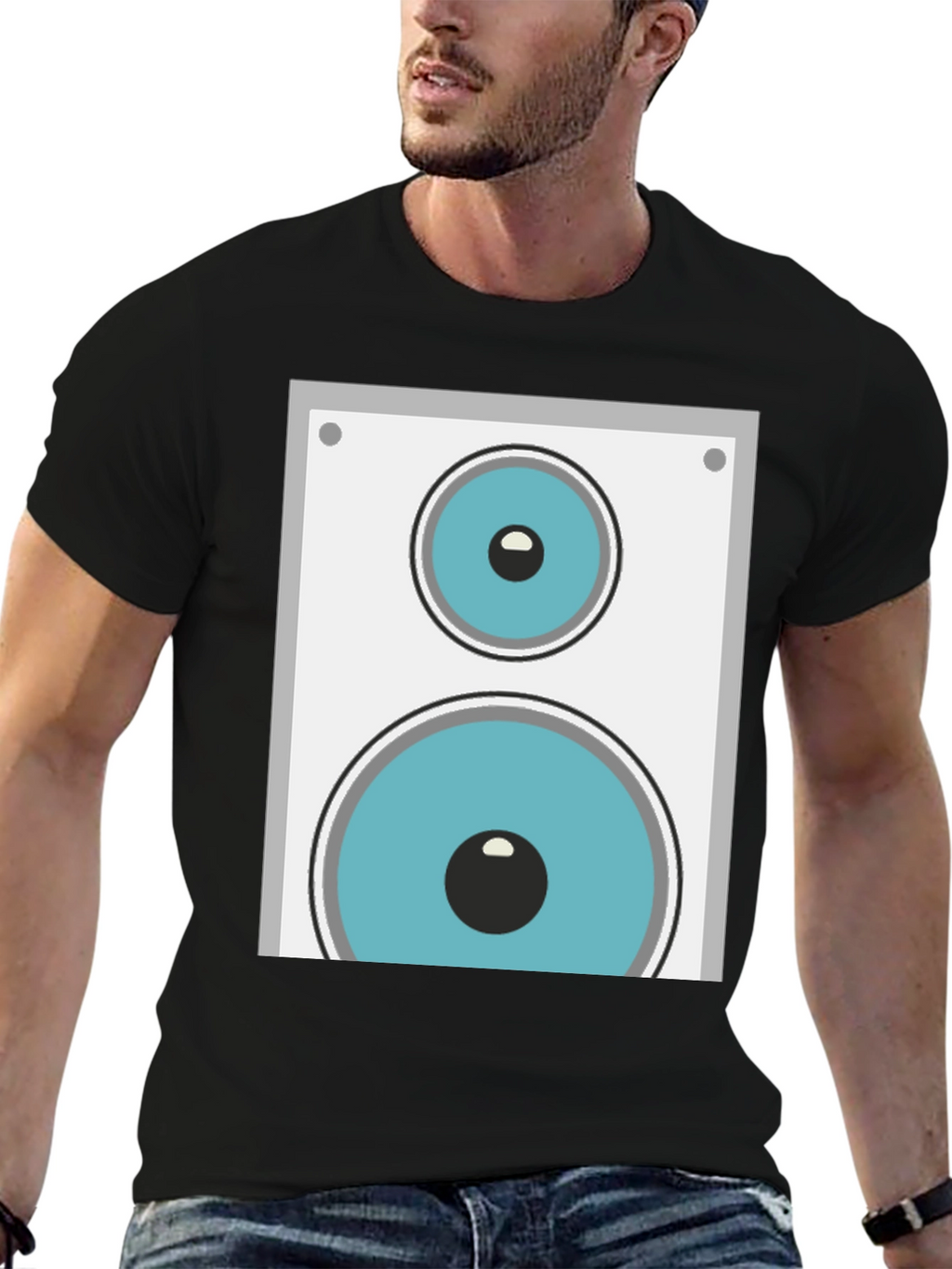 Speaker Graphic Tee - Black Cotton Blend