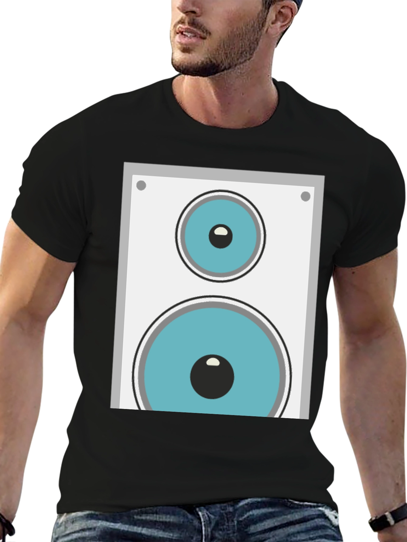 Speaker Graphic Tee - Black Cotton Blend