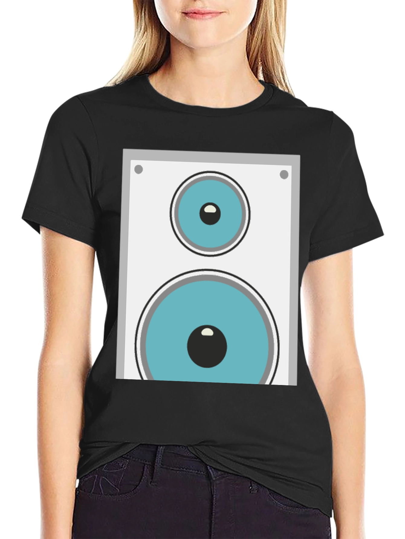 Speaker Graphic Tee - Black Cotton Blend